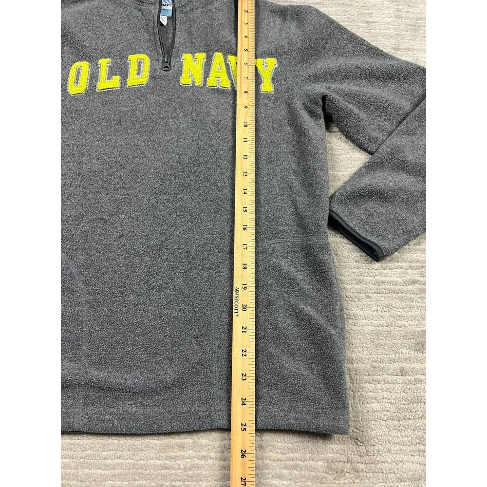 Old Navy Fleece‎ Pullover Boys XL 14-16 Gray Quarter Zip Logo Mock Neck Pockets